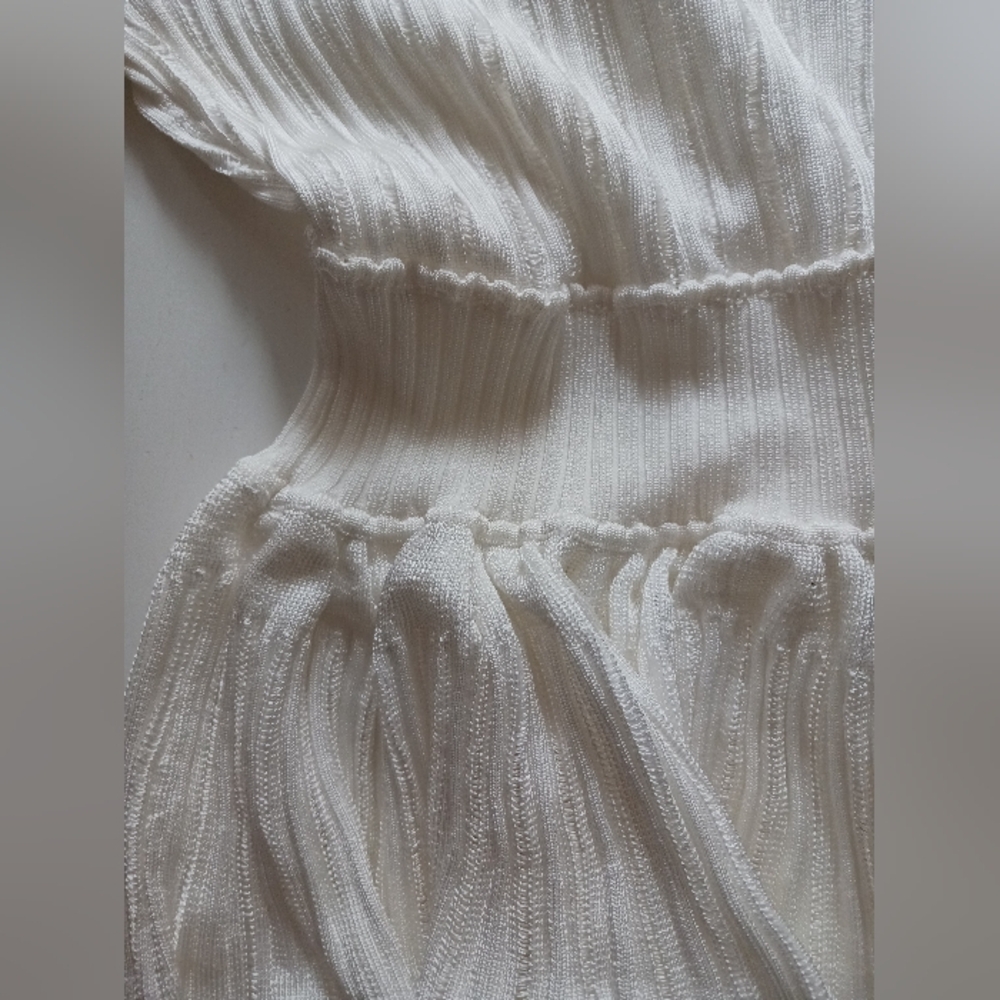 NWT Miss Rosier Geraldine White Pointelle- Knit Midi Dress Size S - Picture 14 of 14